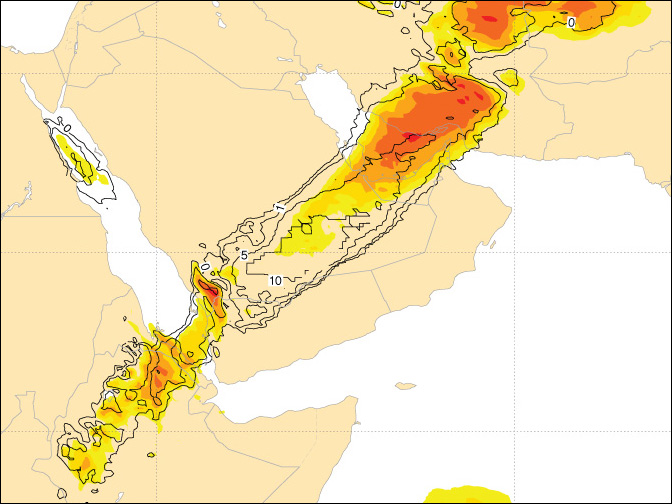 EFI precipitation for Saudi Arabia, Feb 2017