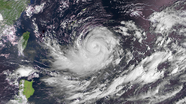 Satellite view of Typhoon Lionrock Aug 2016
