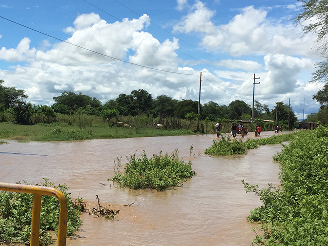 Flooded road in Peru