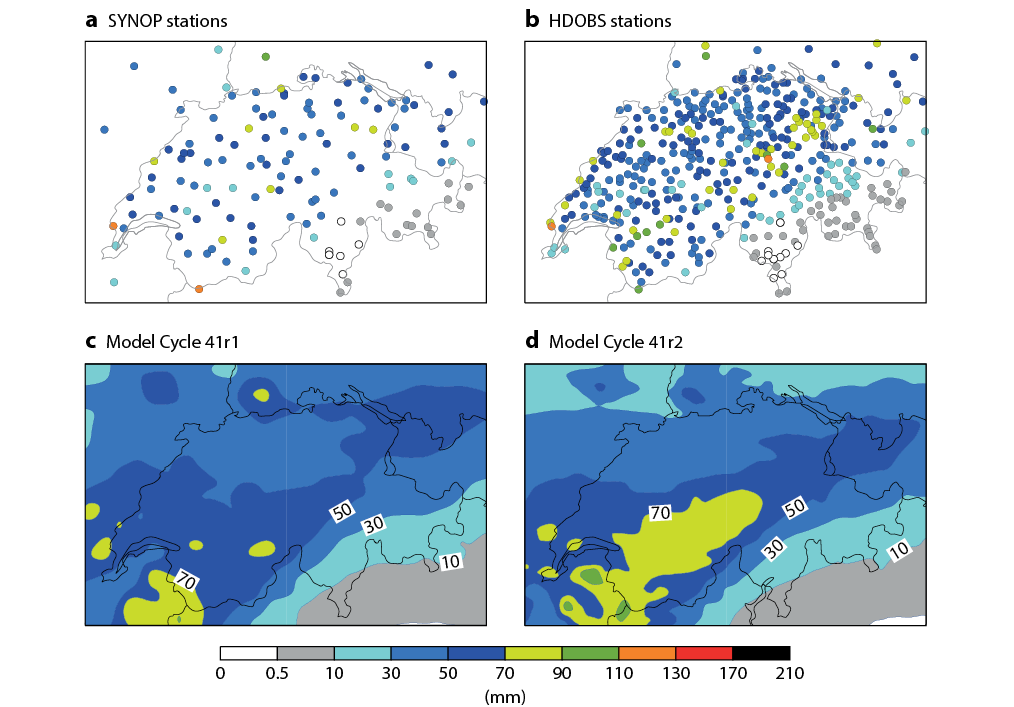 Observations and forecasts for a case of heavy precipitation in Switzerland