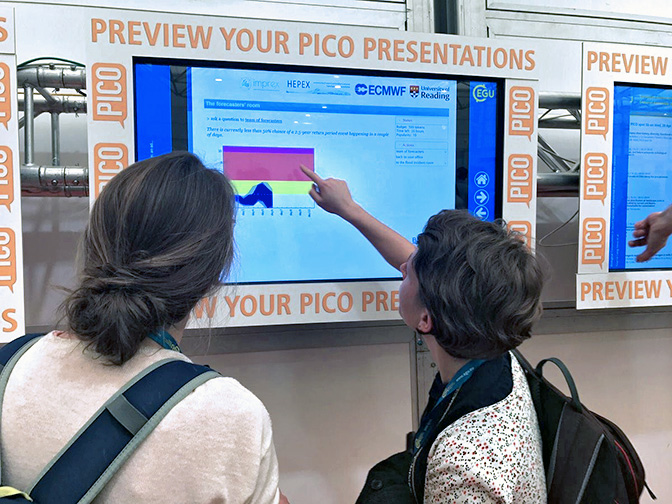 Video screens at the EGU 2017 conference