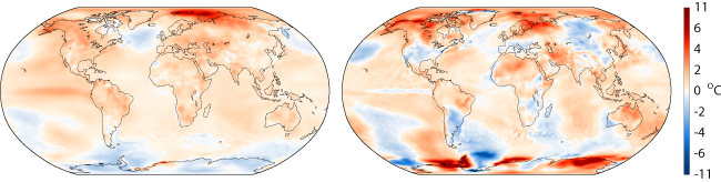 Maps of global surface air temperature anomalies