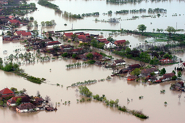 Flooded village