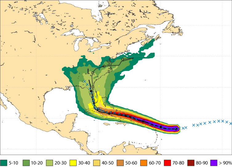 Hurricane Irma track forecast from 5 Sep 2017