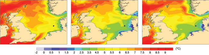 North Sea sea-surface temperature charts