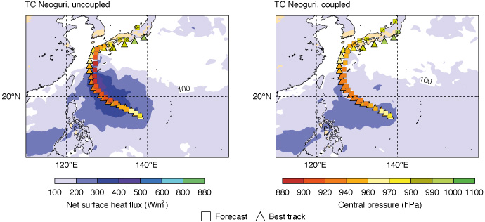 Typhoon Neoguri forecast charts showing track and intensity