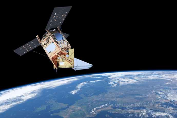Artist's impresssion of Sentinel-5P satellite in orbit