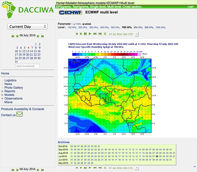 Example of a forecast plot used during the DACCIWA field campaign in June–July 2016