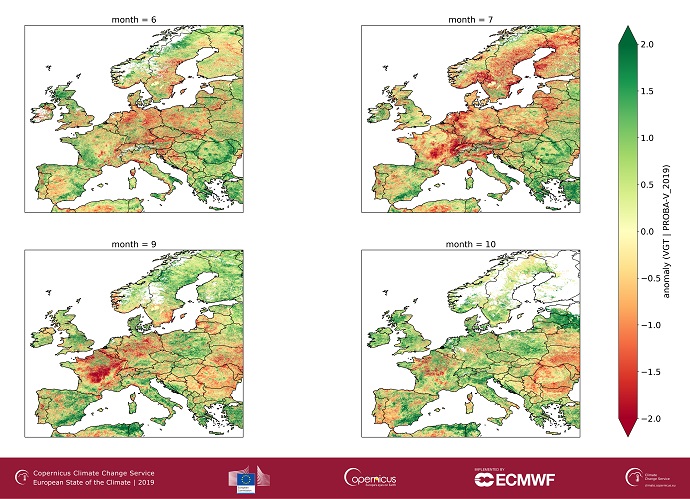 European State of the Climate 2019: Leaf Area Index charts