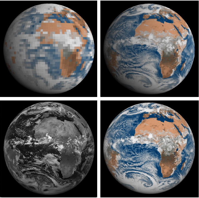 Simulated visible images for comparison of forecasting systems in 1985 and 2019